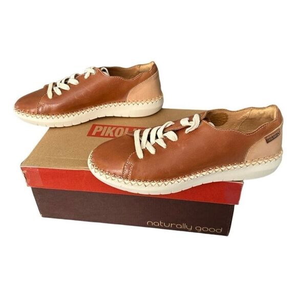 Pikolinos Brown Tan Sneakers with Espadrille Detail - Picture 2 of 11